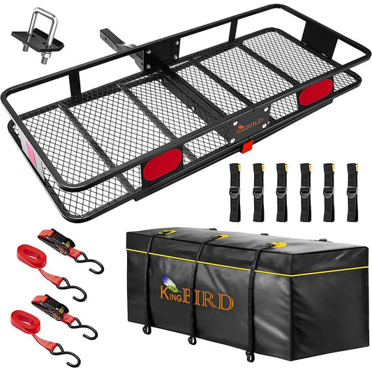 King Bird 60′′x24′′x6′′ Folding Hitch Cargo Carrier with Waterproof Bag  Straps, 550 lbs Capacity, Fits 2′′ Receiver(Default Title)