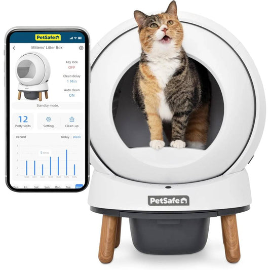 PetSafe Automatic Cat Litter Box Self Cleaning, App Controlled Self Cleaning with Health Monitoring