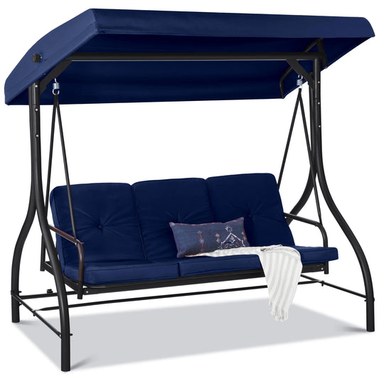 3-Seat Outdoor Large Converting Canopy Swing Glider(Default Title)