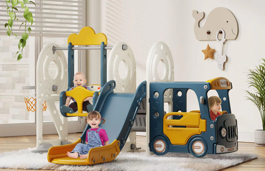 BIERUM 5 in 1 Toddler Slide and Swing Set for Toddlers Age 1-3(Default Title)