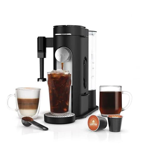 Ninja Pod  Grounds Specialty Single-Serve Coffee Maker, K-Cup Pod Compatible, Brews Grounds, Compact Design, Built-In Milk Frother, 56-oz. Reservoir, 6-oz. Cup to 24-oz. Mug Sizes, Black, PB051(Default Title)