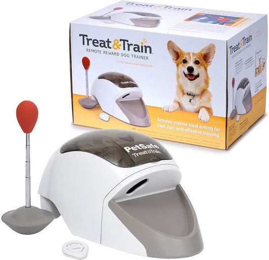 PetSafe Treat  Train ?Remote Treat Dispensing Dog Training System, Positive Reinforcement, Calm Behavior, Distraction Avoidance, Includes Training DVD, Target Wand  Remote, For Dogs 6 Months  Up