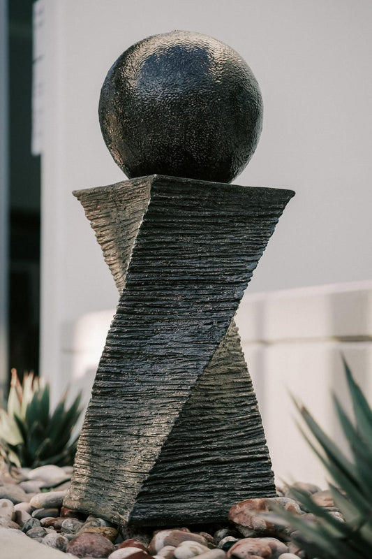 XBrand Zen Ball Water Fountain, 30′′ Black Swirl Sphere, Indoor/Outdoor Decor(Default Title)