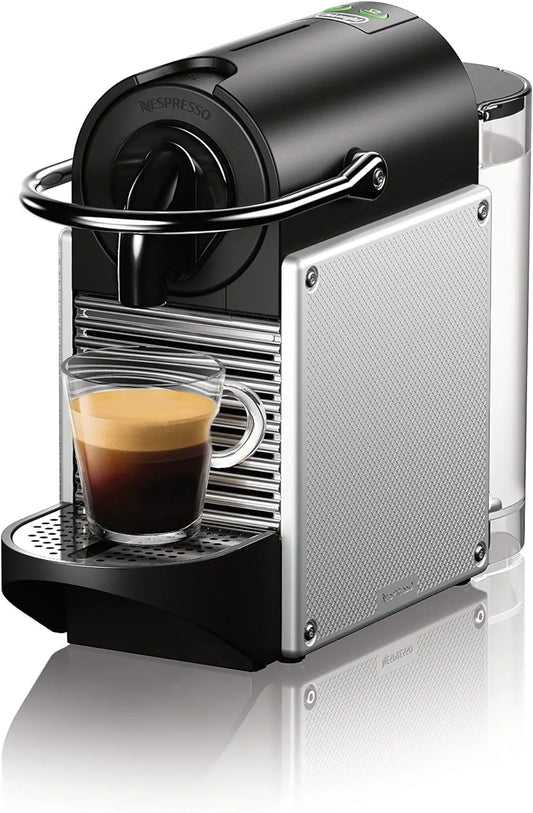 Nespresso Pixie Espresso Machine by De’Longhi, 19-Bar Pump, Compact Aluminum Design, Silver, 1100ml