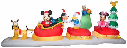 Gemmy Disney 6ft Animated Mickey  Friends Sleigh Inflatable with Lights for Christmas Decor(Default Title)