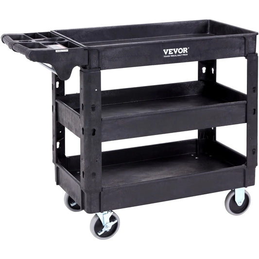 VEVOR 3 Shelf 550LBS Heavy Duty Plastic Rolling Utility Cart(Default Title)