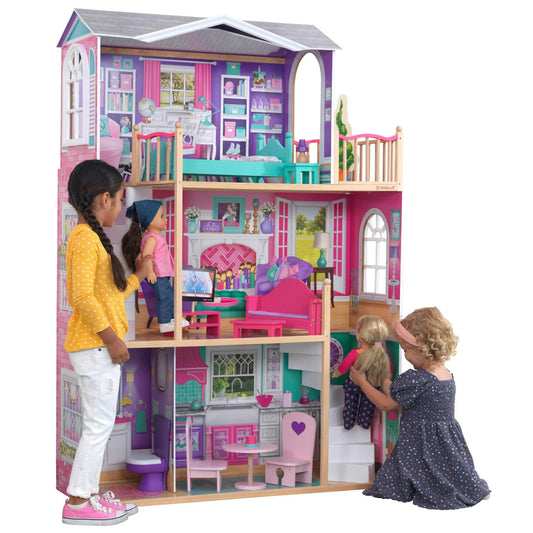 KidKraft 18-inch Wooden Dollhouse Manor, over 5?Tall with 12 Pieces, Assembly Required(Default Title)