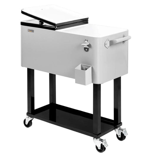 VINGLI Portable 80 Quart Rolling Ice Chest with Shelf(Default Title)