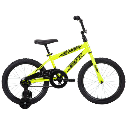 Huffy Rock It 18′′ Kids Bicycle, Neon Yellow, Single-Speed, Training Wheels, Ages 5+, Steel Frame(Default Title)