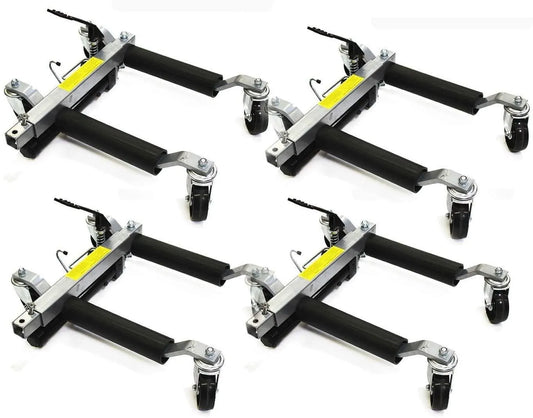 Stark Set of (4) Wheel Dolly Car Skates Vehicle Positioning Hydraulic Tire Jack Truck Rv Trailer Pick Up Dolly Ratcheting Foot Pedal, 1500LBS