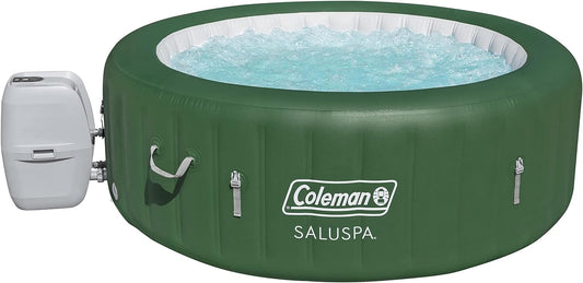 Inflatable Hot Tub Spa | Portable Hot Tub with Heated Water System and 140 Bubble Jets | Fits Up to 4 People(4+ Capacity (Forest Green))