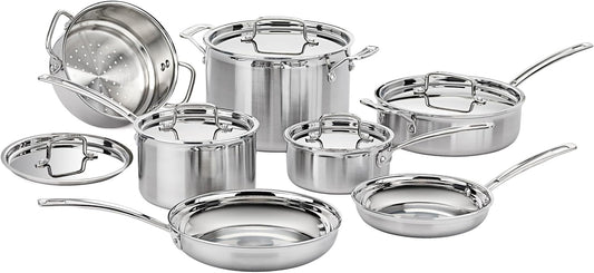 Cuisinart MultiClad Pro 13-Piece Stainless Steel Cookware Set, Silver(Default Title)