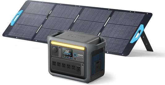 Portable Power Station, 1800W (2400W Peak) Solar Generator, 58 Minutes to Fully Charge, 1056wh LiFePO4 Battery,(C1000+200W Solar Panel)