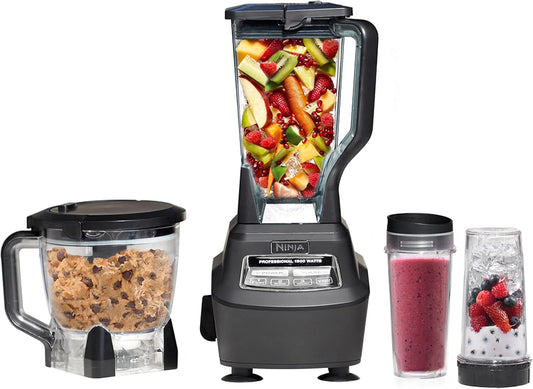 Ninja BL770 Mega Kitchen System, 1500W Blender  Processor, 72oz Pitcher, 64oz Bowl, 16oz To Go Cups, Black