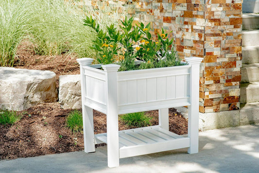 Vita Classic Vinyl Cambridge Raised Planter, White, 38′′x24′′x36′′, Durable BPA-Free, Includes Floor Boards, 20-Year Warranty(Default Title)