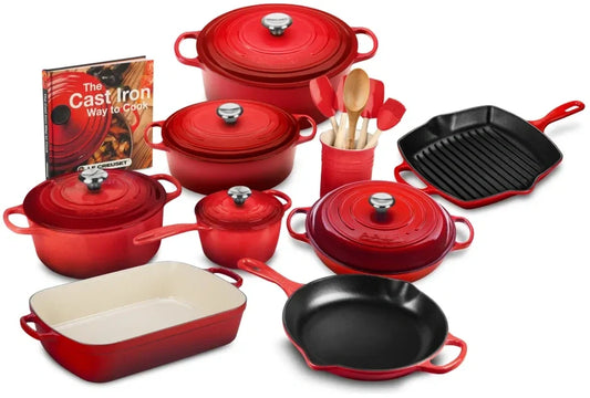 21-piece Signature Cast Iron Cookware Set(RED)