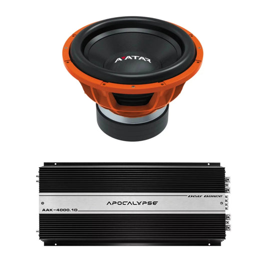 Deaf Bonce Car Audio 15" 2Ohm Avatar Subwoofer STU-1546-D2Monoblock Amp Package New