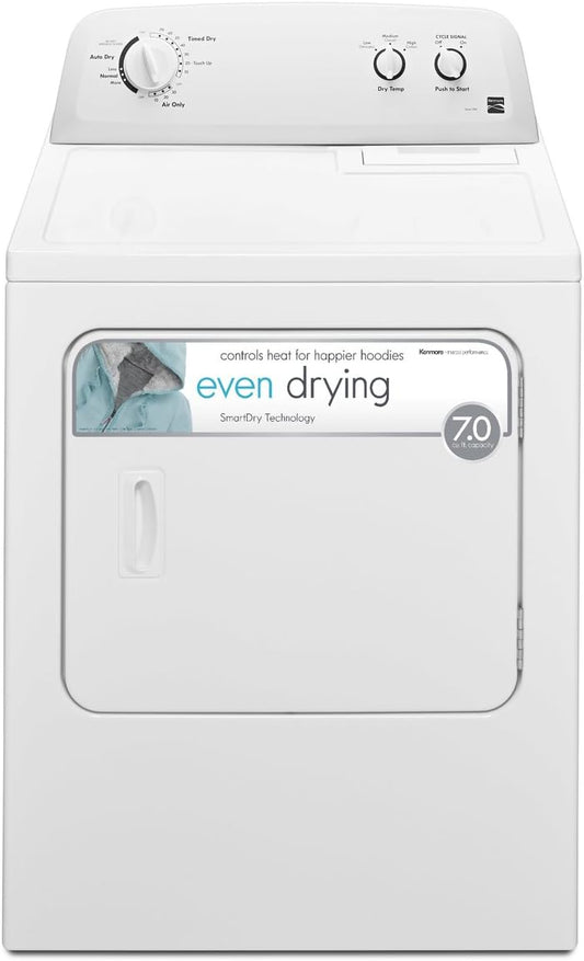 Kenmore 29′′ Front Load Electric Dryer with Wrinkle Guard and 7.0 Cubic Ft. Total Capacity, White(Electric/Dryer)