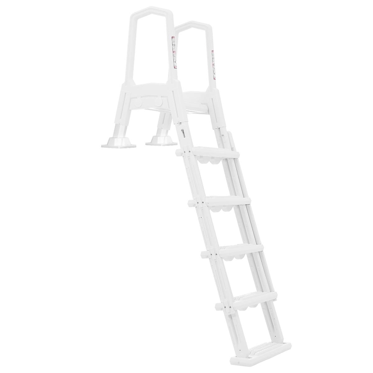 XtremepowerUS Deluxe Adjustable Pool Ladder, White – Fits 48-52′′ Above Ground Pools, Non-Slip Steps, Safety Handrails(Default Title)