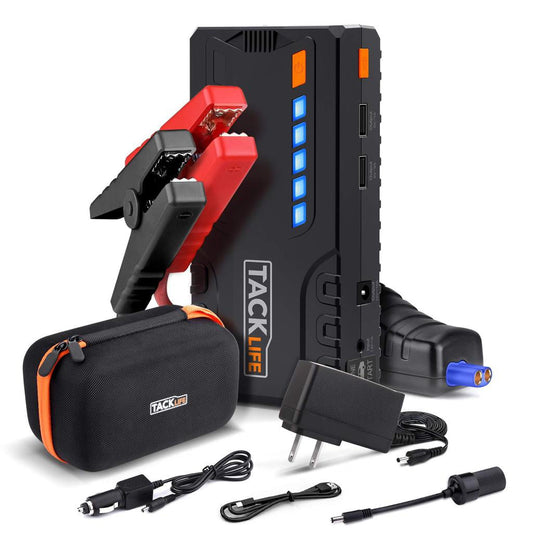 Tacklife T6 800A 18000mAh Car Jump Starter for 7.0L Gas  5.5L Diesel Engines with Quick Charge, LCD Display, Safety Features, Orange(Default Title)