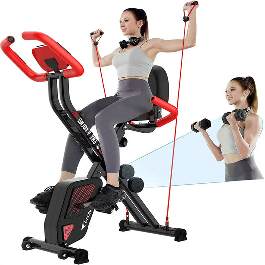Pooboo X819 Foldable Exercise Bike, 8-Level Magnetic Resistance, LCD Monitor, 300-350lb Capacity, Indoor Cycling Fitness Equipment(Default Title)