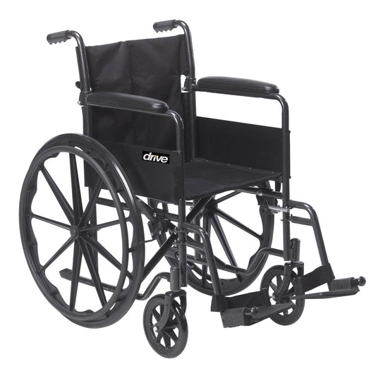 Drive Medical Silver Sport 1 Wheelchair, Full Arms, Removable Footrest, 250 lbs Capacity, Steel Frame(Default Title)