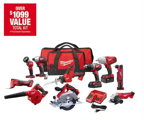 M18 18V Lithium-Ion Cordless Combo Kit (10-Tool) with (2) Batteries, Charger and (2) Tool Bags(Default Title)