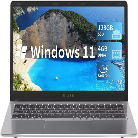 SGIN M15 15.6′′ Laptop, Full HD, 4GB RAM, 128GB SSD, Quad-Core Intel Celeron, Windows 11(Default Title)