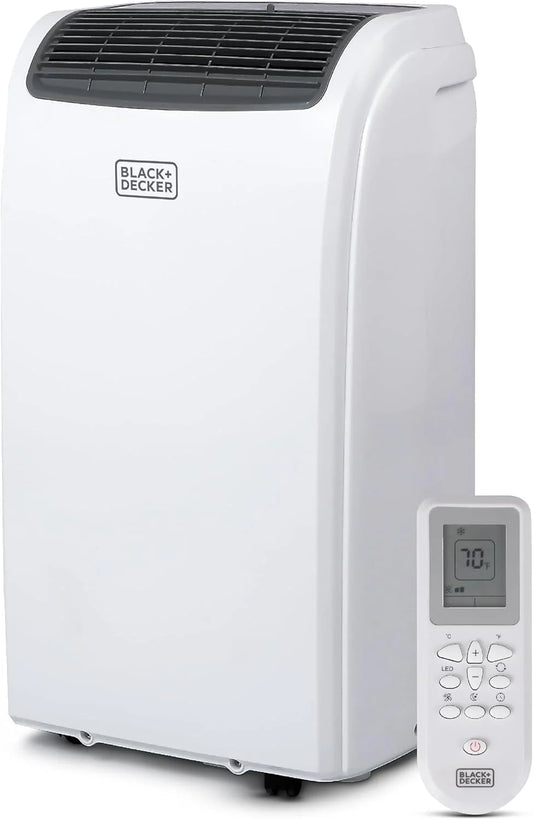 BLACK+DECKER 10,000 BTU Portable Air Conditioner for Rooms up to 450 Sq. Ft. with Remote – White(12 .000 BTU)