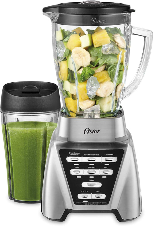 Oster Pro 1200 Blender with 6-Cup Glass Jar  24-Ounce Smoothie Cup, Brushed Nickel, 1200W(Default Title)