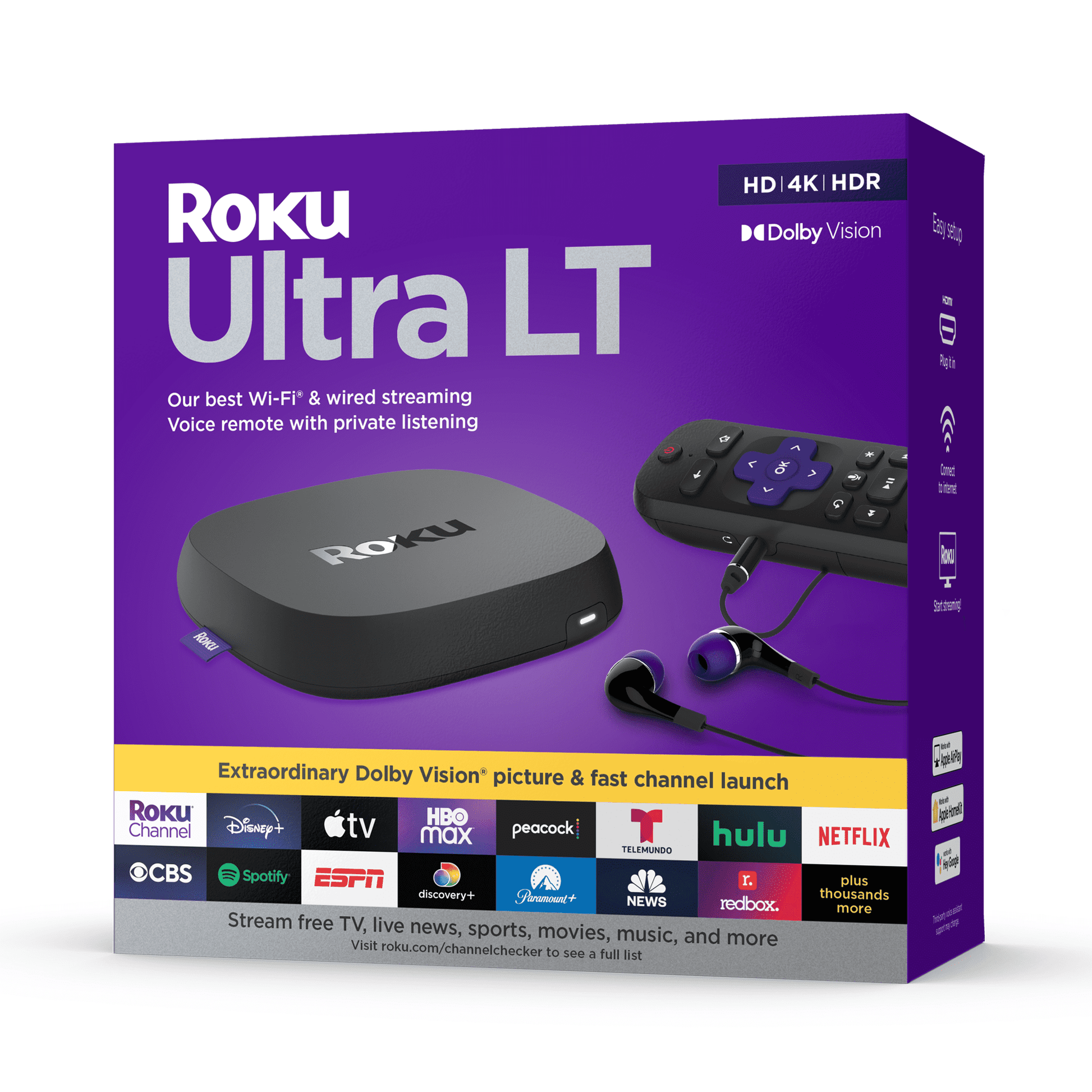 Roku Ultra LT 2021 4K HDR Streaming Device with Dolby Vision, Voice Remote  HDMI Cable(Default Title)