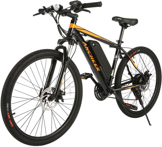 ANCHEER Electric Bike Electric Mountain Bike 350W Ebike 26” Electric Bicycle, 20MPH Adults Ebike with Removable 7.8/10.4Ah Battery, Professional 21 Speed Gears(Default Title)