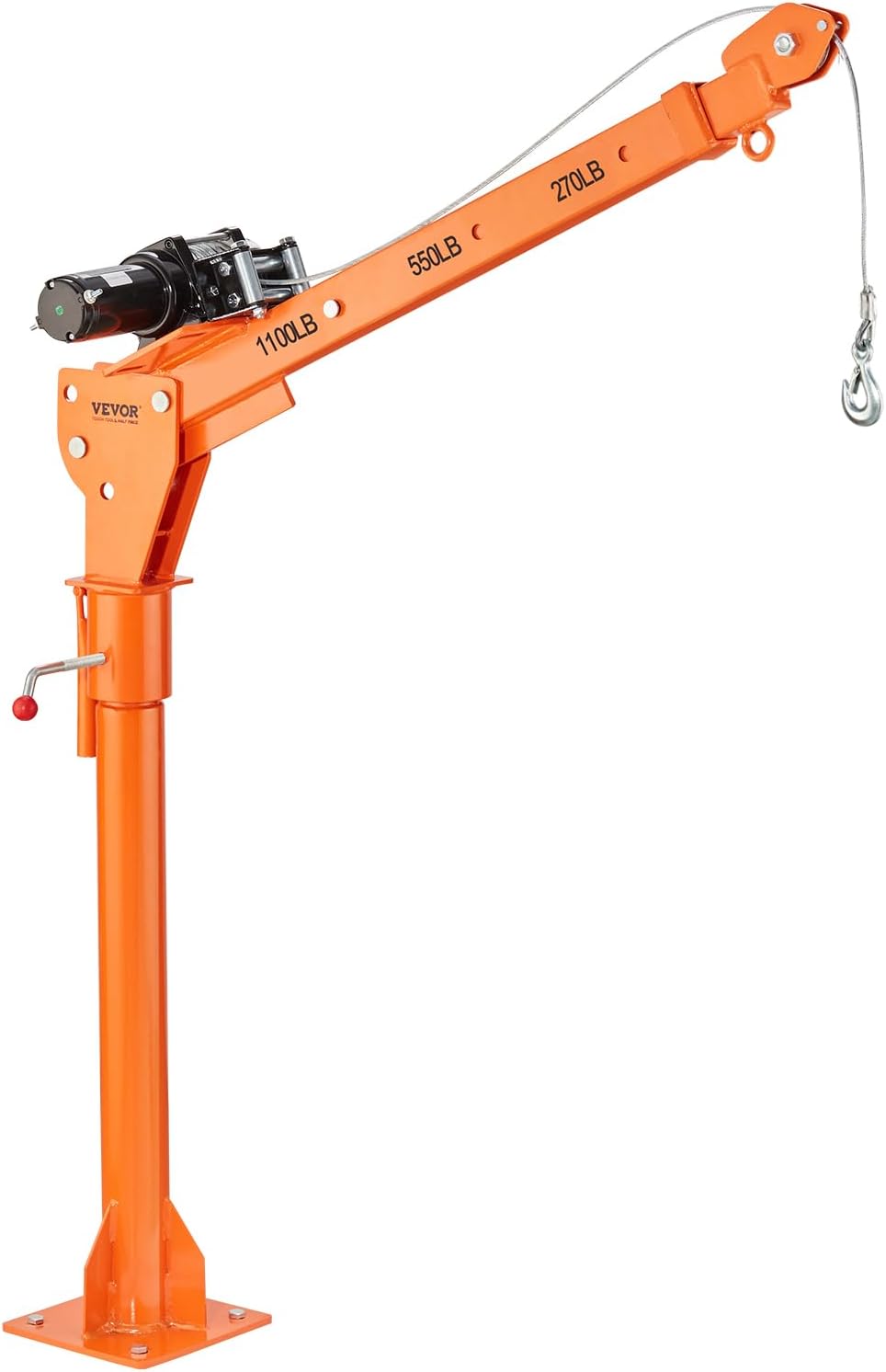 VEVOR Electric Truck Crane 1100 lbs Capacity, 360° Swivel, Adjustable Boom, Heavy-Duty Lifting for Construction  Factory Use(Default Title)